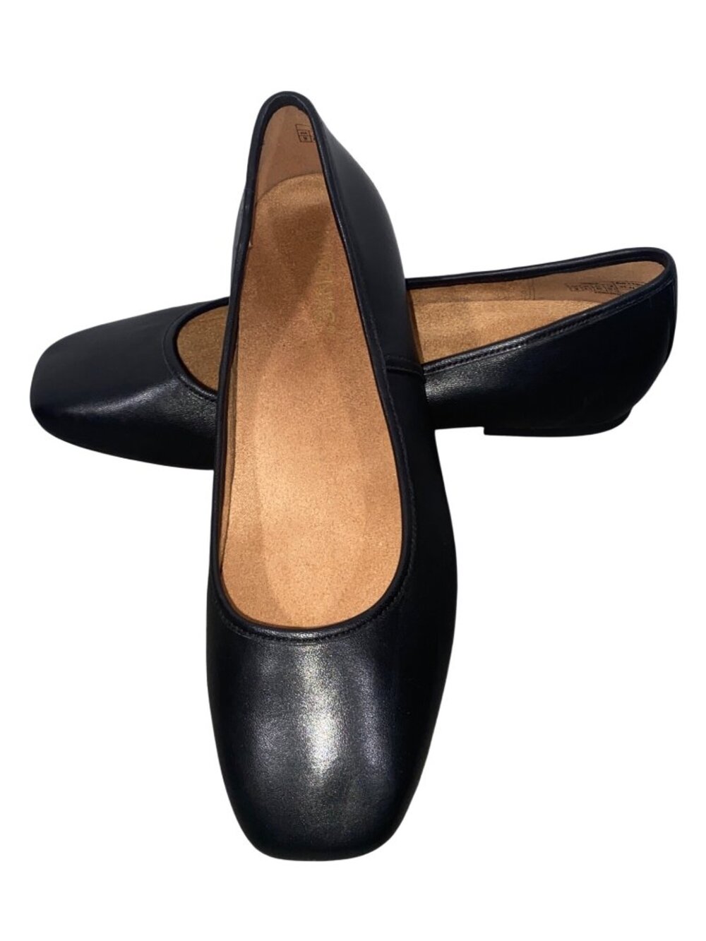 Vionic Orinda Womens Black Leather Ballet Flats Size 9 Narrow Comfort Shoes